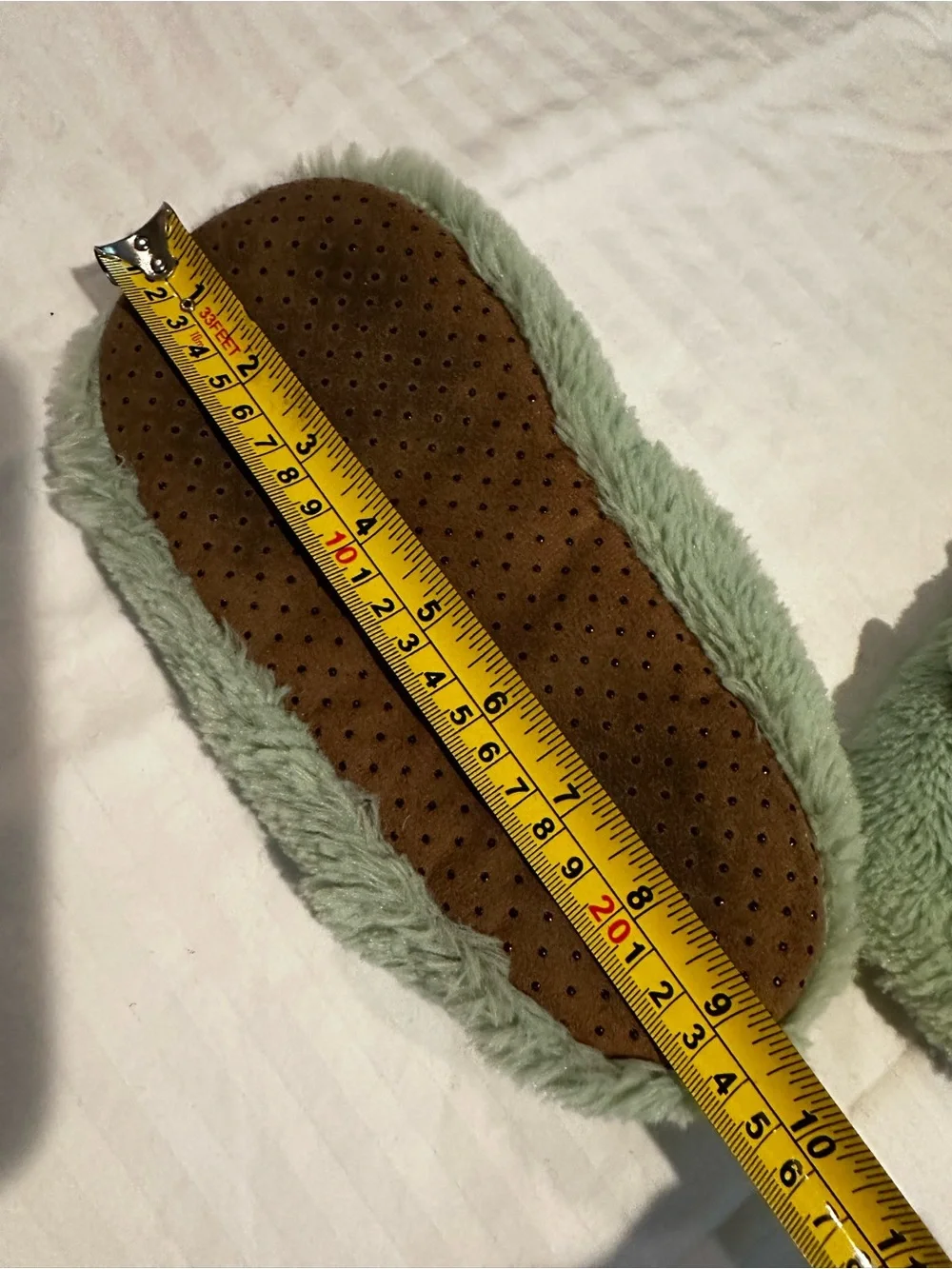 Baby Yoda LF Mint Green Plush Slip-On Slippers Socks with Knit Trim